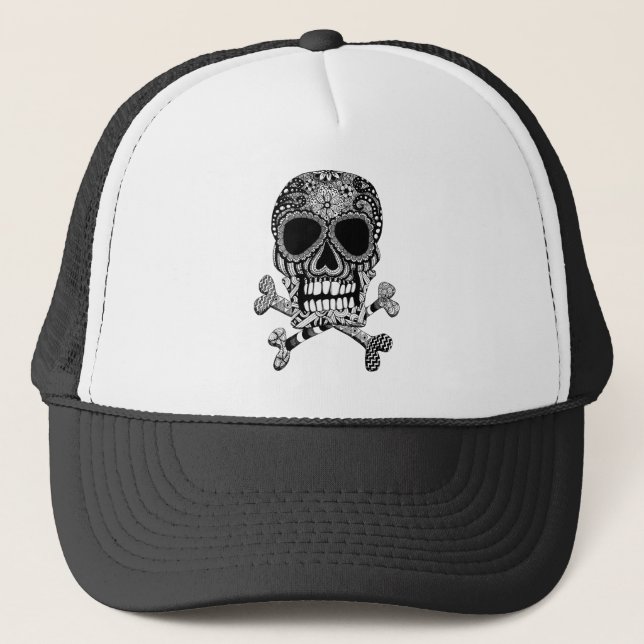 Casquette embrouillé de crâne et de camionneur (Devant)