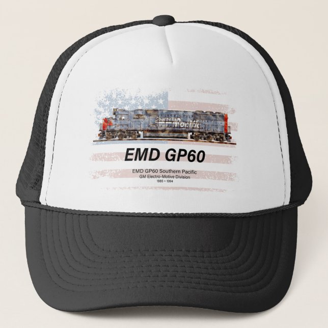 Casquette EMD GP60 Diesel Locomotive et drapeau américain (Devant)