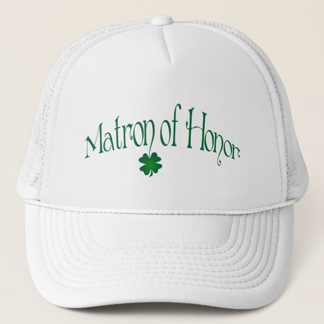 Casquette Emerald Green, Shamrock blanc Matron of Honor Casq (Devant)