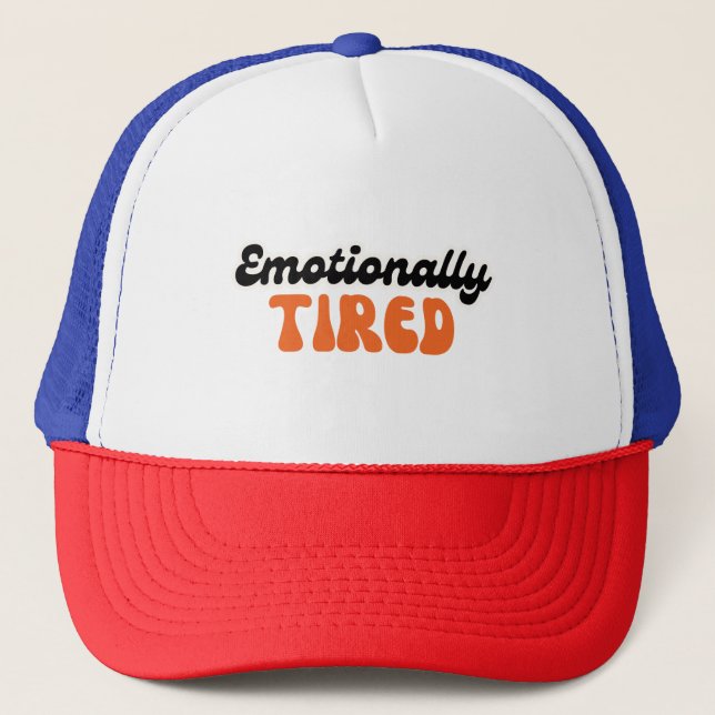 Casquette Emotionally Tired Retro Bubble Text Design (Devant)