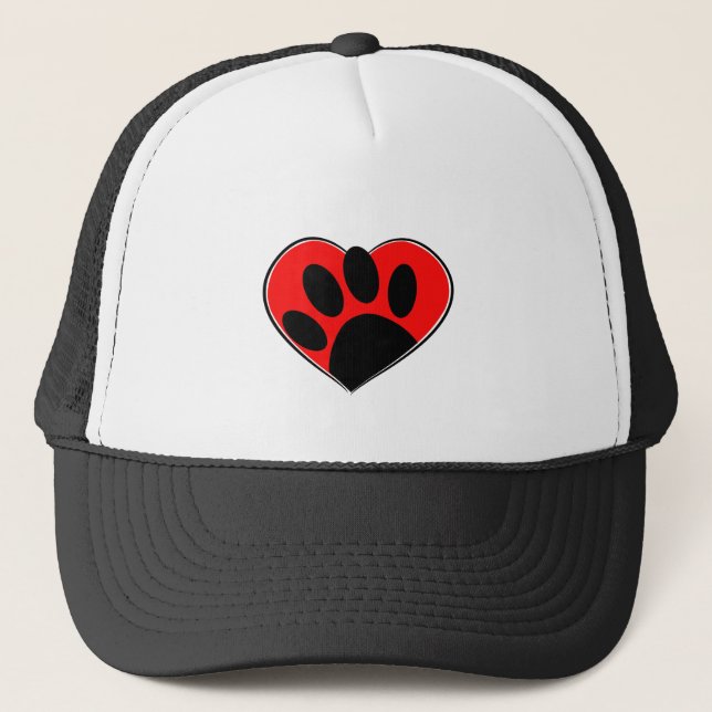 Casquette Empreinte de patte Amoureux des chiens Et Coeur Ro (Devant)