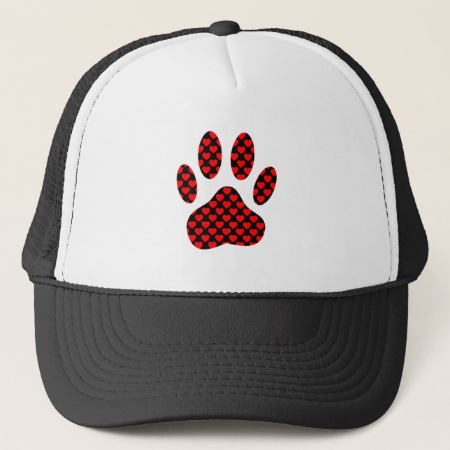 Casquette Empreinte de patte de chien avec les coeurs (Devant)