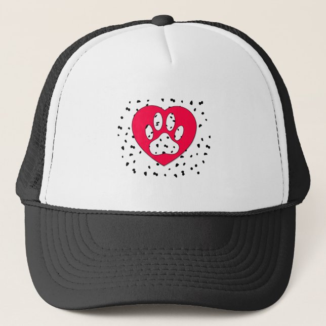 Casquette Empreinte de patte de Chien Dalmatien Dans Le Coeu (Devant)