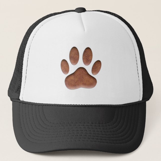 Casquette Empreinte de patte de chien de Texture en cuir (Devant)