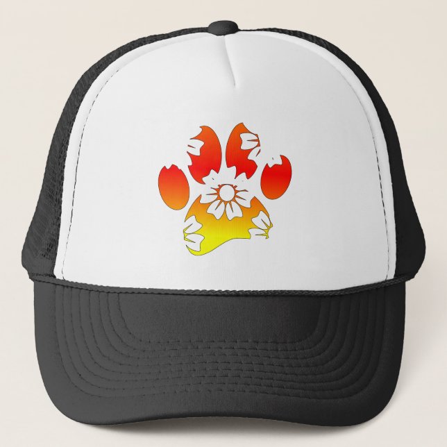 Casquette Empreinte de patte de chien floral (Devant)
