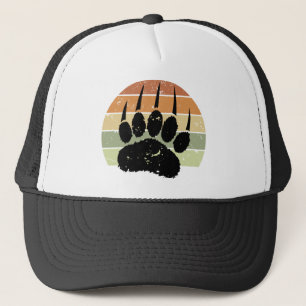 Casquette Empreinte de patte d'ours noir détendu Retro Sunse