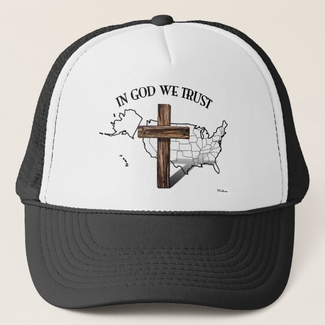 Casquette En Dieu, nous faisons confiance à la croix robuste (Devant)