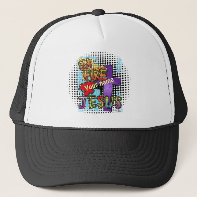Casquette En feu pour Jésus Croix chrétienne (Devant)