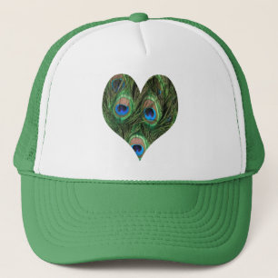 Casquette en forme de coeur de plume de paon