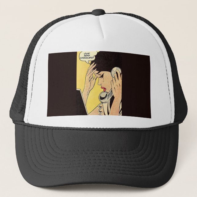 Casquette Envoyer juste Chocolat Vintage BD art (Devant)