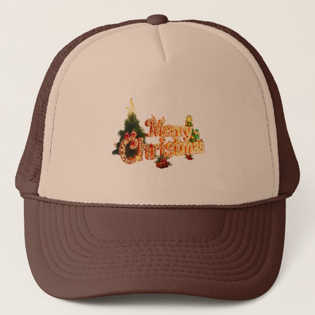 Casquette Éperche de Noël d'or - Arbre de fête (Devant)