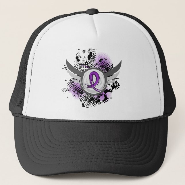Casquette Épilepsie pourpre de ruban et d'ailes (Devant)