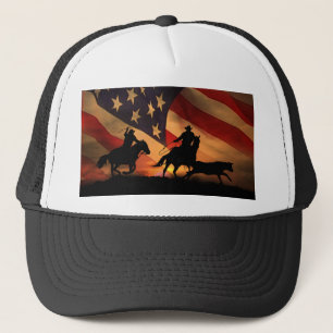 Casquette Équipe Cowboy Roping Rodéo Patriotique Pays Rustiq