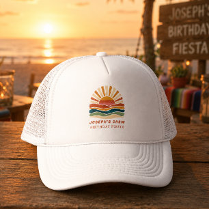 Casquette Équipe de fête d'anniversaire abstraite orange pla