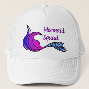 Casquette Équipe de sirène avec queue de sirène rose, bleue,