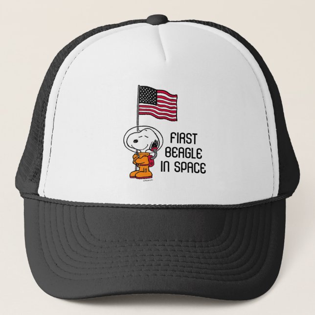 Casquette ESPACE | Snoopy avec astronaute du drapeau (Devant)