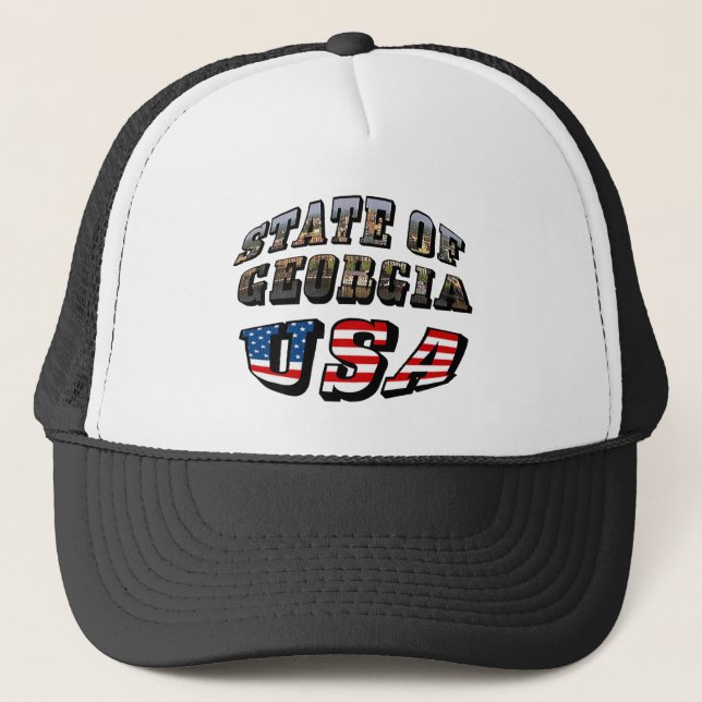 Casquette Etat de Géorgie et Etats-Unis Texte du drapeau (Devant)