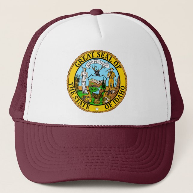Casquette État de l'Idaho Drapeau Chat de camion de phoque (Devant)