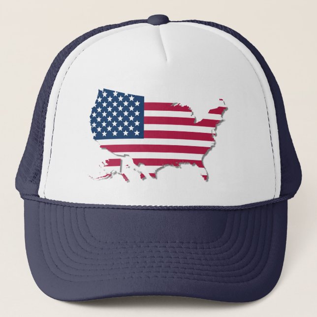 Casquette États-Unis d'Amérique Drapeau et carte patriotique (Devant)