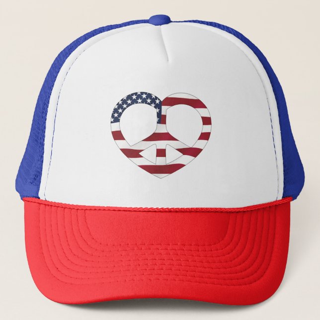 Casquette États-Unis Drapeau Coeur de la Paix (Devant)