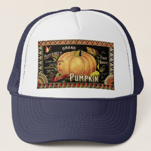 Casquette Étiquette de caisse de citrouille dorée vintage :