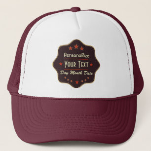 Casquette Étiquette Rétro Texte Personnalisé Classique