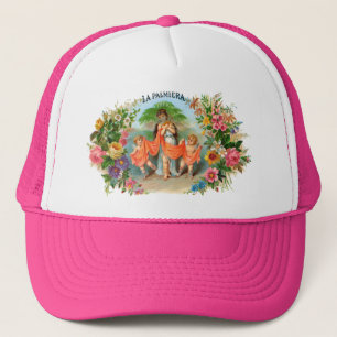 Casquette Étiquette vintage de Cigar La Palmiera, Femme aux 