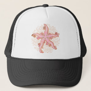 Casquette Étoiles de mer et motif pastel rose corail