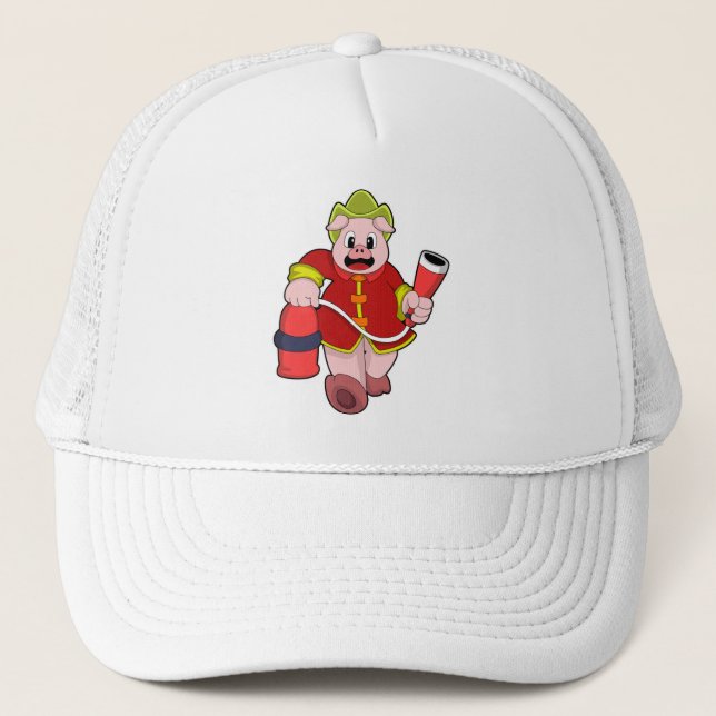 Casquette Extincteur de pompier de porc (Devant)