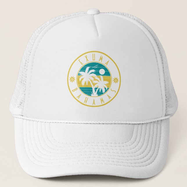 Casquette Exuma Bahamas Îles Palm Rétro Arbres Souvenirs (Devant)