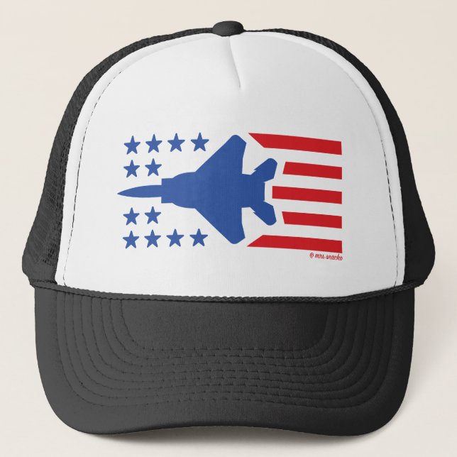 Casquette F-15 Étoiles et rayures d'avion de chasse rouge bl (Devant)