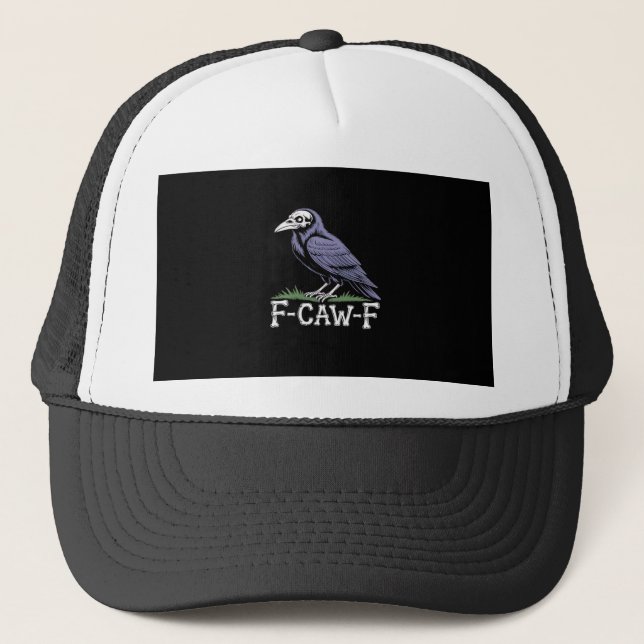 Casquette F-Caw-F Bone Text Skull Raven - Gothic Macabre Hum (Devant)
