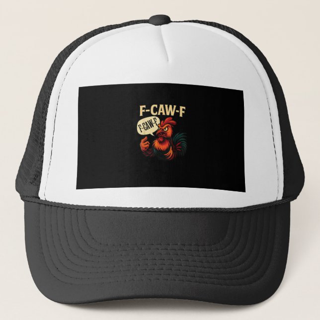 Casquette F Caw F Funny Angry Rooster Graphic Retro Style (Devant)