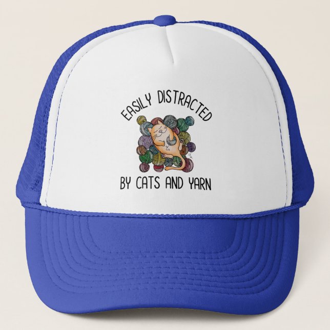 Casquette Facilement Distrait Par Les Chats Et Les Fils (Devant)