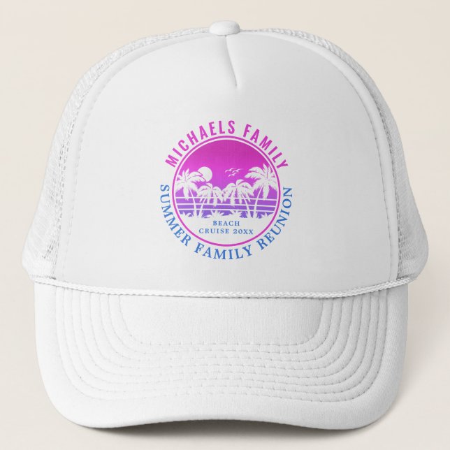 Casquette Famille Reunion Beach Cruise Sunset Vacation 60s (Devant)