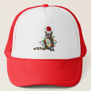 Casquette Fantaisie Noël Raccoon Santa Hat Noël Lumières