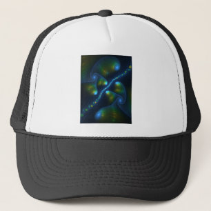Casquette Fantasy Lights Abstract Blue Green Yellow Fractal