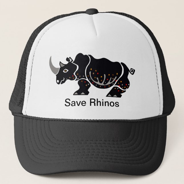 Casquette Faune - Sauvez les RHINOS -Animaux en voie de disp (Devant)
