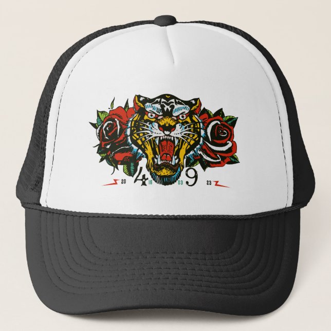 Casquette fearless wild soul tigre tattoo rose fleur (Devant)