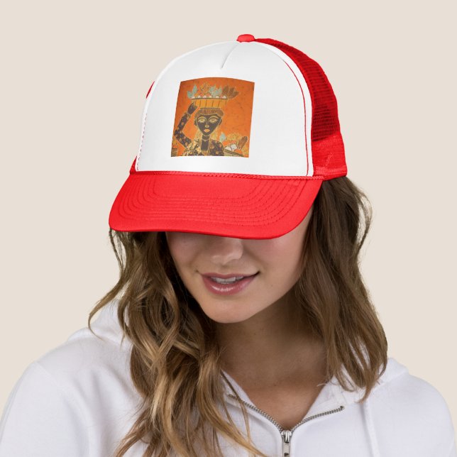 Casquette Femme africaine portant panier d'art (En situation)