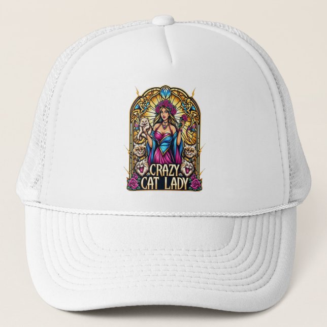 Casquette Femme Élégante Tenant Kitten Avec Chats Environnan (Devant)