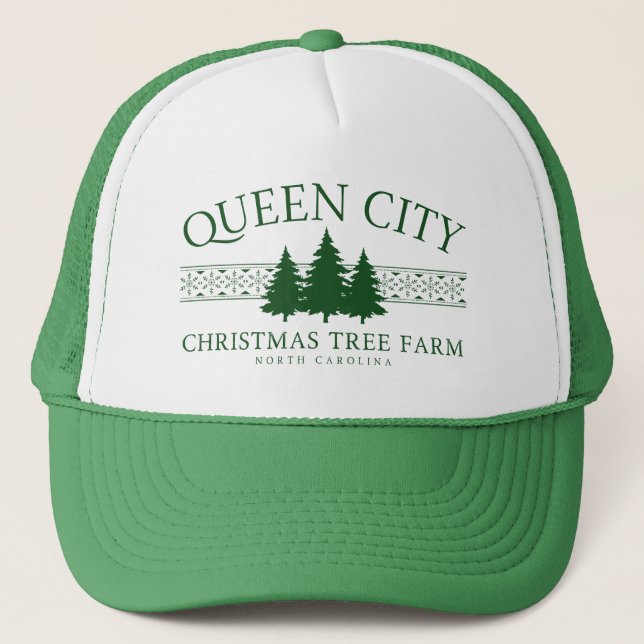 Casquette Ferme d'arbre de Noël de Queen City, Caroline du N (Devant)