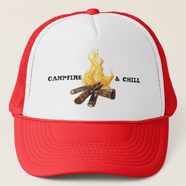 Casquette Feu de camp et feu de camp Camping Aquarelle (Devant)