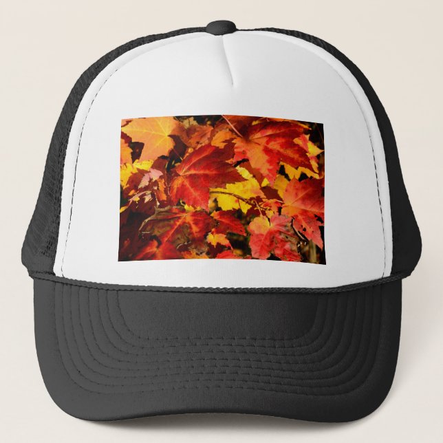 Casquette Feuilles d'automne colorées, feuille d'érable roug (Devant)