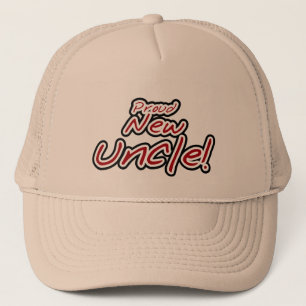 Casquette Fier nouvel oncle - Texte rouge et noir