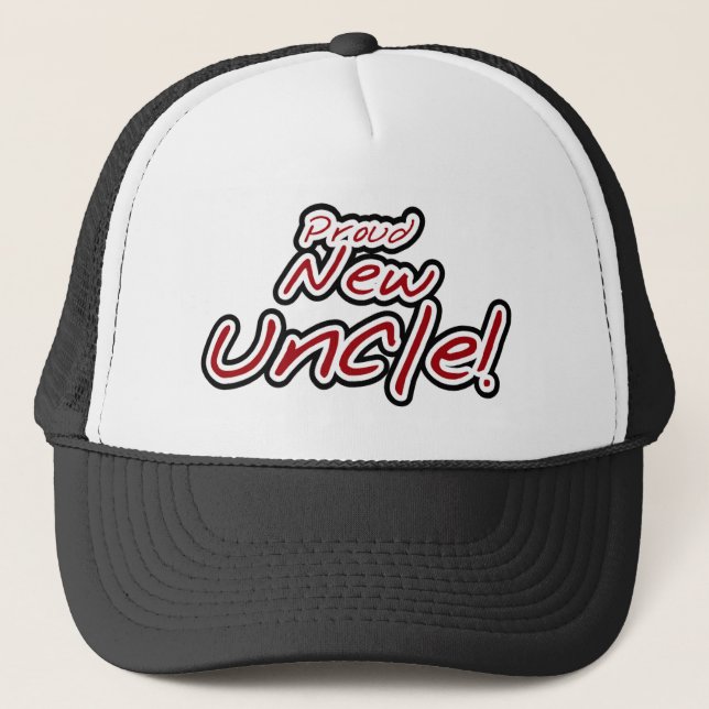 Casquette Fier nouvel oncle - Texte rouge et noir (Devant)