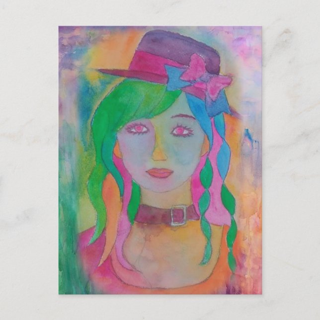 casquette fille - carte postale (Devant)