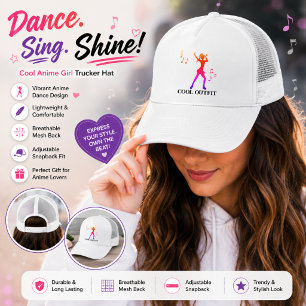 Casquette Fille d'anime de danse K-Pop cool avec notes de mu