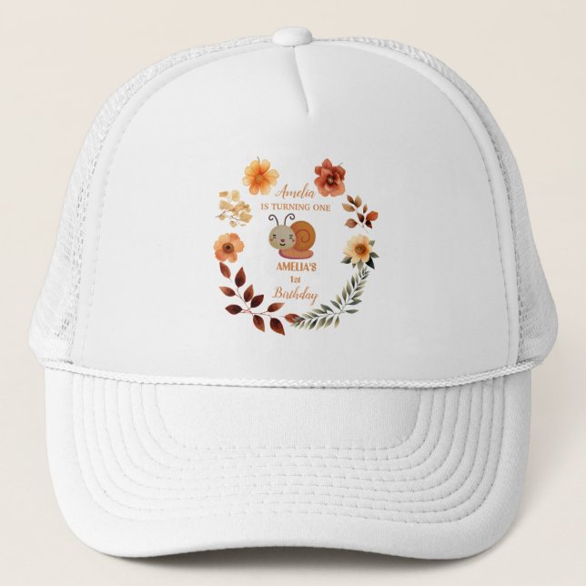 Casquette Fille fleur sauvage personnalisée 1er anniversaire (Devant)