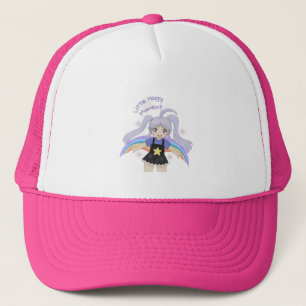 Casquette Fille Heureuse Illustration Dessinée à la Main – P